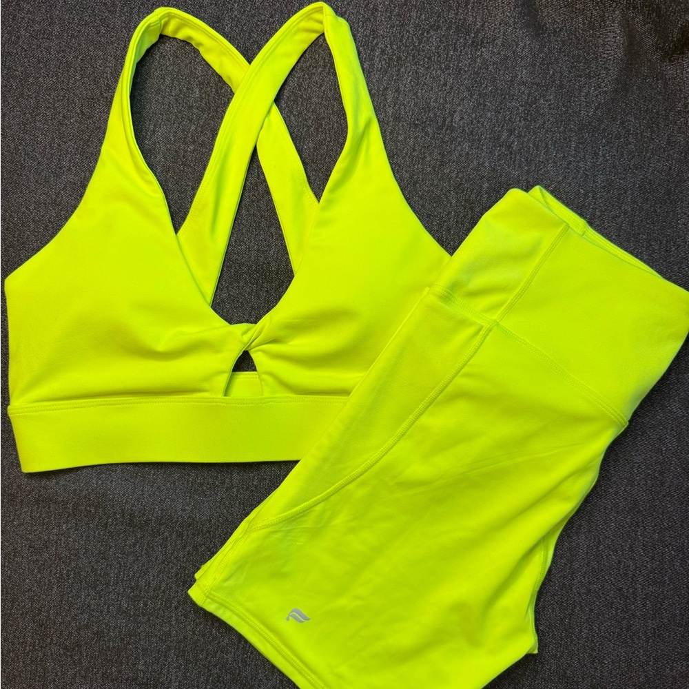 Fabletics Neon Yellow High-Rise Workout Shorts